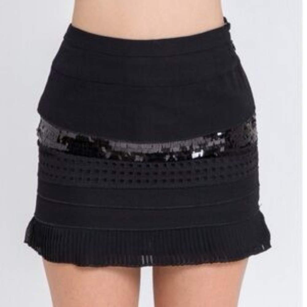 Endless Rose (Anthropology) Black Sequin Mini Skirts ( 3 Piece Bundle)